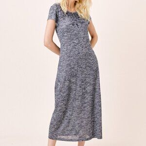 NEW Lovestitch S Emily Melange Knit Midi Dress Embroidered Lightweight Blue $62